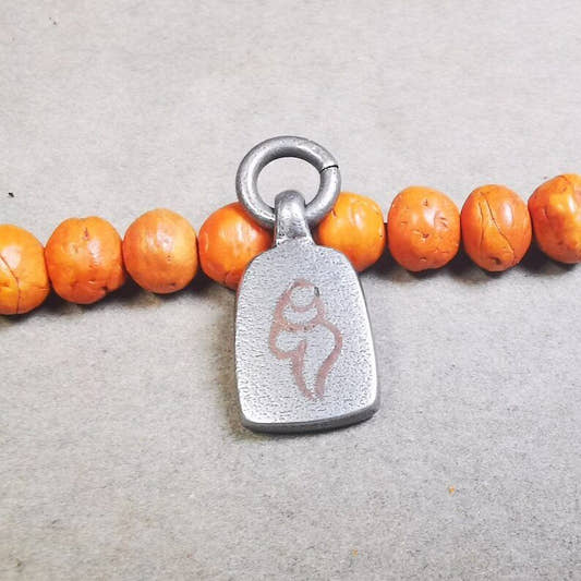 Mala Pendant,Shankha Conch Amulet 0.84" - Tibetan Buddhist mala beads, front view