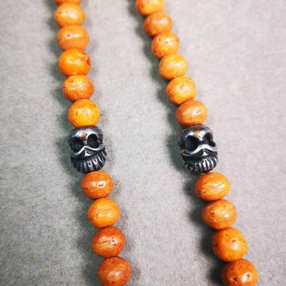 Amulet,Skull Citipati Pendant,Spacer for Mala,Bag Hanging,Prayer Bead - Tibetan Buddhist mala beads, front view