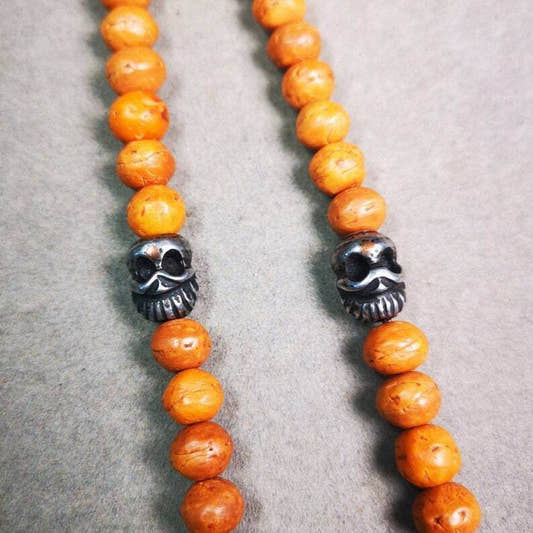 Amulet,Skull Citipati Pendant,Spacer for Mala,Bag Hanging,Prayer Bead - Tibetan Buddhist mala beads, front view