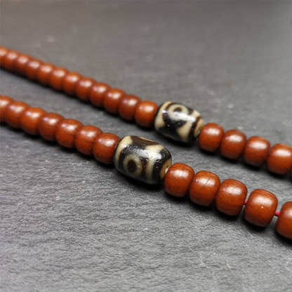 2 Eyes Dzi Spacer Marker Beads 0.47" - Tibetan dzi bead, front view