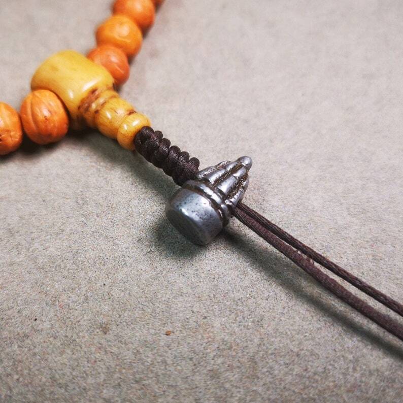 Amulet,Stupa Bead Pendant for Mala,Bag Hanging,Prayer Bead,0.6" - Tibetan Buddhist mala beads, front view