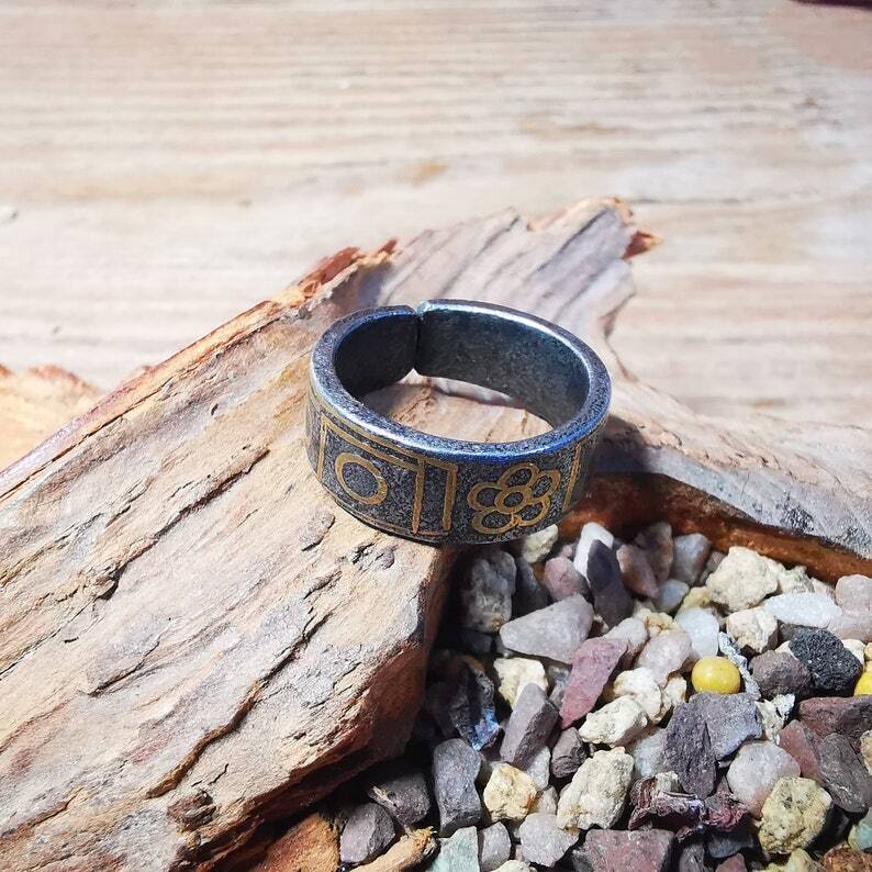 Tibetan Ring,Dzi Totem Ring 0.95"