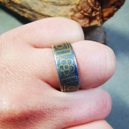 Tibetan Ring,Dzi Totem Ring 0.95"