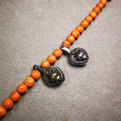 Mala Counter Clip,Bum Counter Clip 1.1" - Tibetan Buddhist mala beads, close-up detail