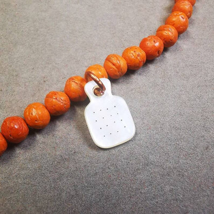 Shell Carved Mantra Dot Prayer Bead Pendant,Bead Counter Clip Amulet for Mala