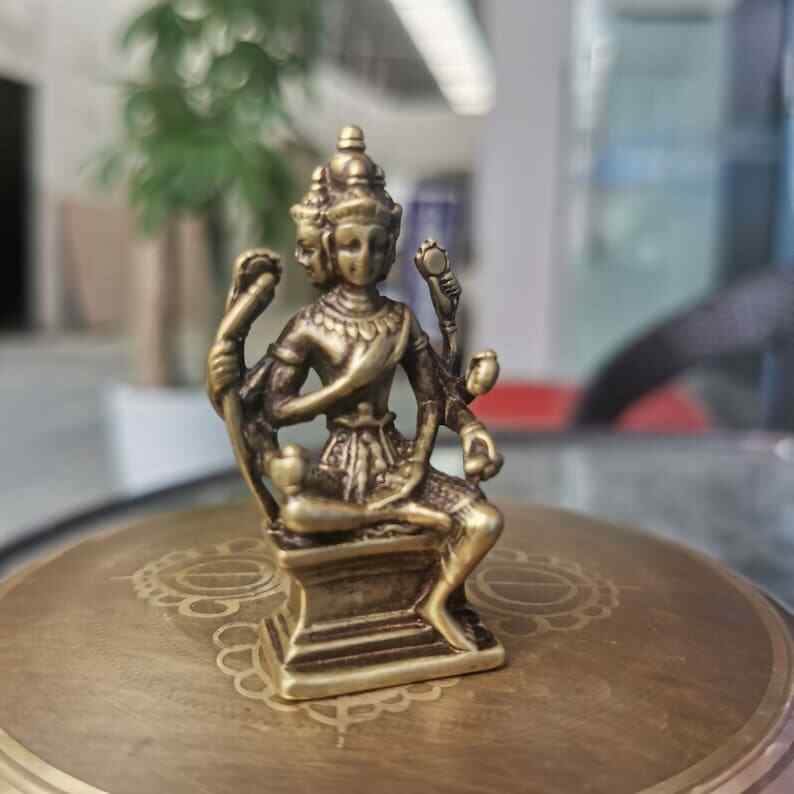 Brahma Statue,Made of Brass - Tibetan Buddhist statue, front view