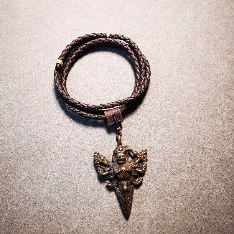 Amulet Pendant,Mahakala Phurba - Tibetan Buddhist amulet, size reference