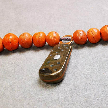 Pendant,Mantra Dot Charm Amulet 1.34" - Tibetan Buddhist amulet, view 5