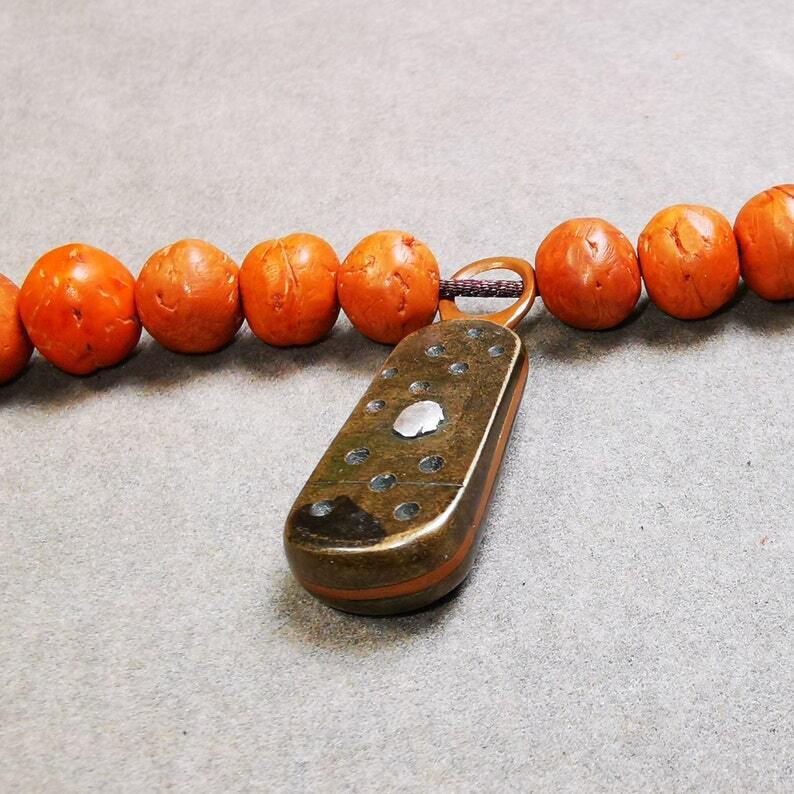 Pendant,Mantra Dot Charm Amulet 1.34" - Tibetan Buddhist amulet, view 5