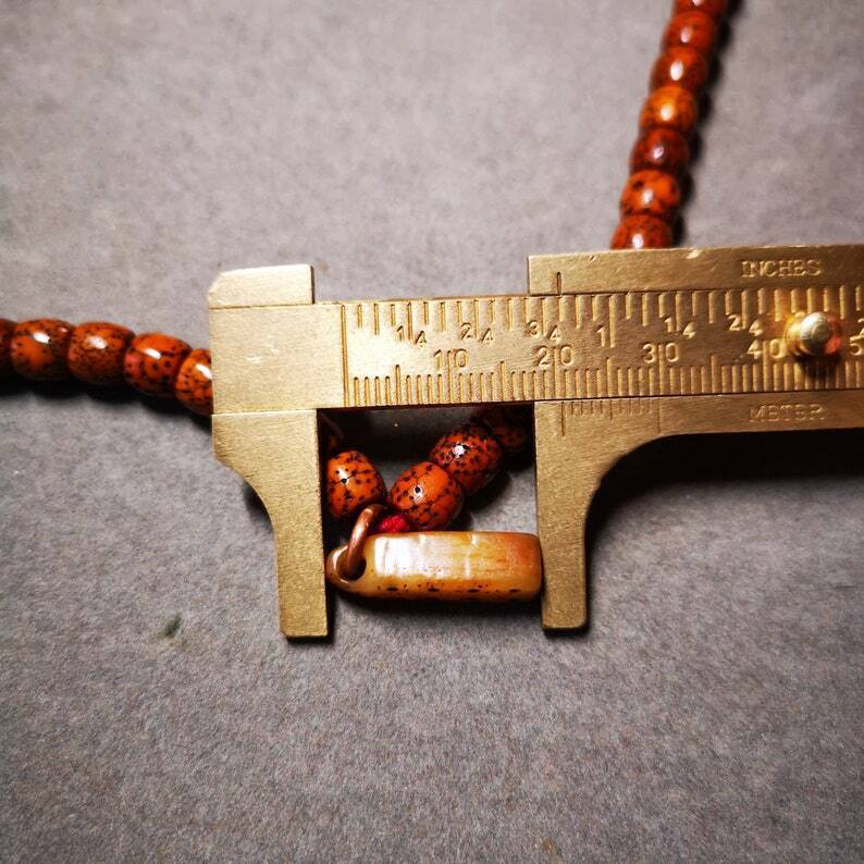 Yak Bone Carved Mantra Dot Stamp Prayer Bead Pendant,Mala Counter Clip Amulet