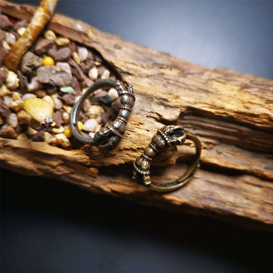 Gandhanra Handmade Tibetan Vajra Ring,Buddhist Protection Jewelry