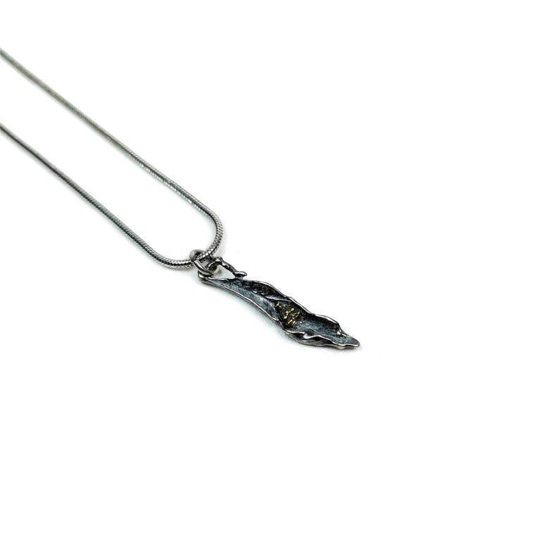 Lucky Charm, Unique Buddha among Leaf,Silver Pendant Amulet - Tibetan Buddhist amulet, front view
