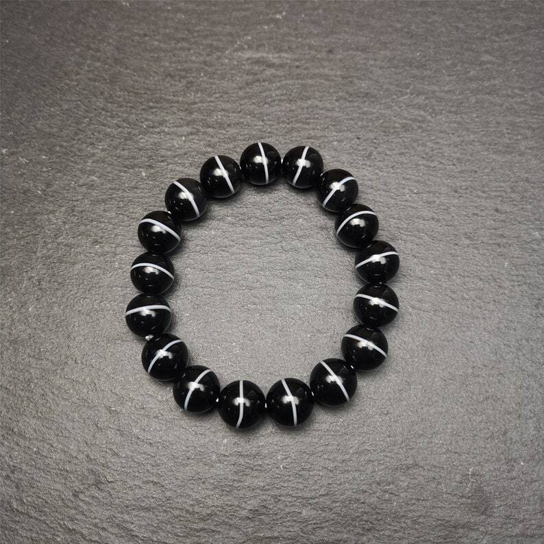 Black Agate Prayer Beads Bracelet