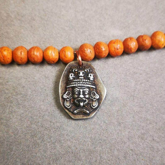 Mala Pendant,Drashi Lhamo Amulet for Prayer Beads - Tibetan Buddhist mala beads, front view