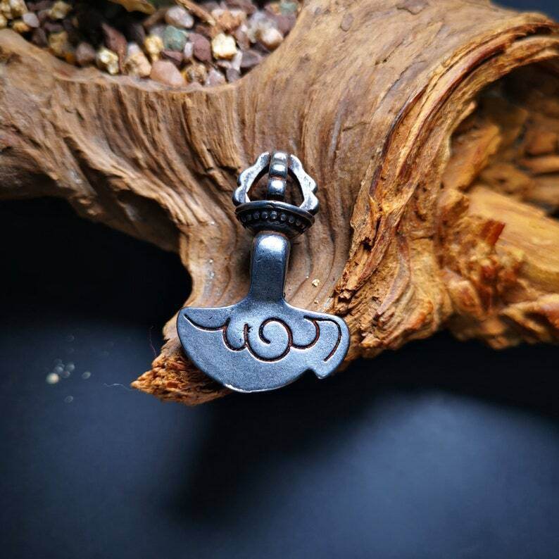 Amulet Pendant,Kartika knife of the dakinis - Tibetan Buddhist amulet, detailed view