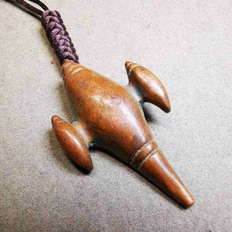 Vintage Shankha Divine Conch Badge,Tibetan Buddhist Protective Amulet Pendant - Tibetan Buddhist amulet, view 9
