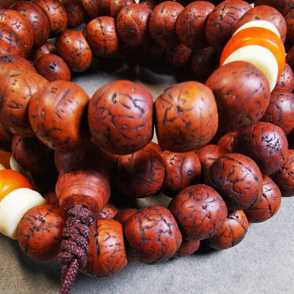 Old 108 Bodhi Beads Mala,13mm Prayer Beads for Meditation,49" Length