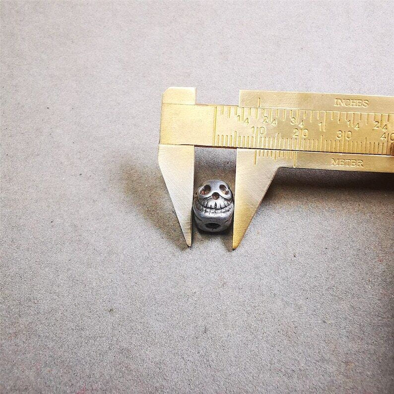 Citipati Skull Marker Beads 0.4" - Tibetan Buddhist art, view 8