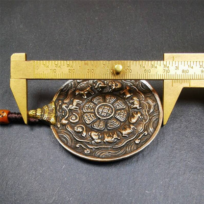 Amulet,Melong Mirror, SIPAHO(srid pa ho),Jiugong Bagua Badge,made of Lima Brass