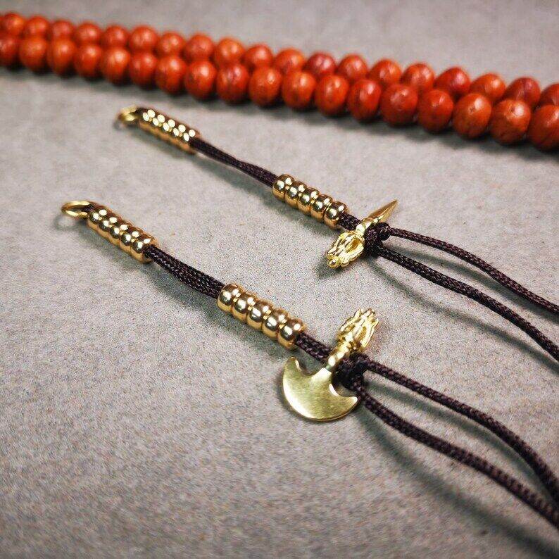 Tibetan Buddhist Mala Counters,Prayer Bead Counters - Tibetan Buddhist mala beads, detailed view