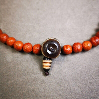 Old Stripe Dzi Guru Bead,T-drilled 3-Hole Mala Bead, Prayer Bead,Connector Bead