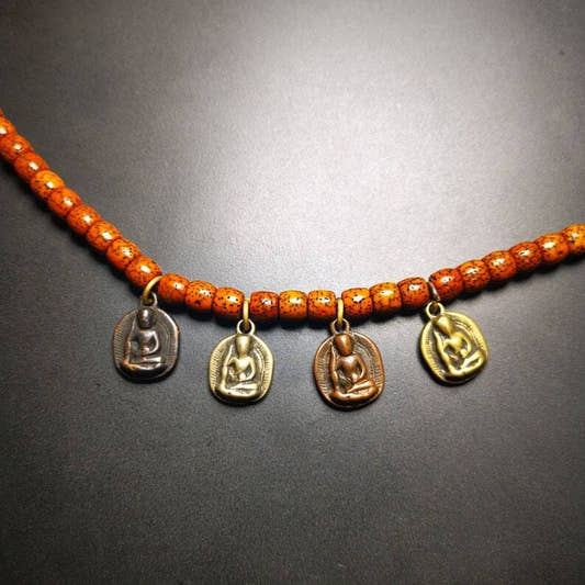 Amulet,Milarepa Pendant for Mala,Prayer Beads Accessories - Tibetan Buddhist mala beads, front view