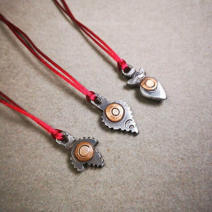 Mala Amulet,Mani Jewel Pendant,1.0" - Tibetan Buddhist mala beads, detailed view
