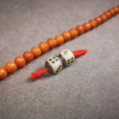 Mala Spacer Bead,Yak Bone Dice Marker Beads 0.43"×0.4"