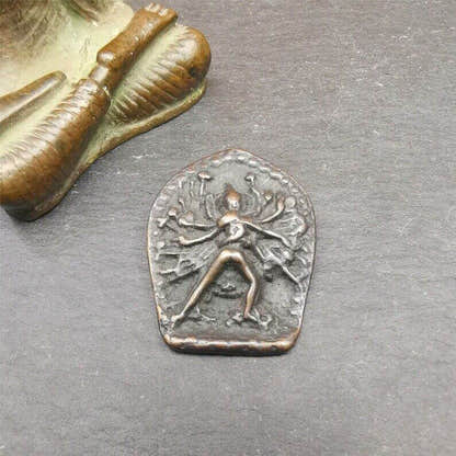 Buddhism Kalacakra-vajra Amulet Badge,60 years old - Tibetan Buddhist amulet, view 4