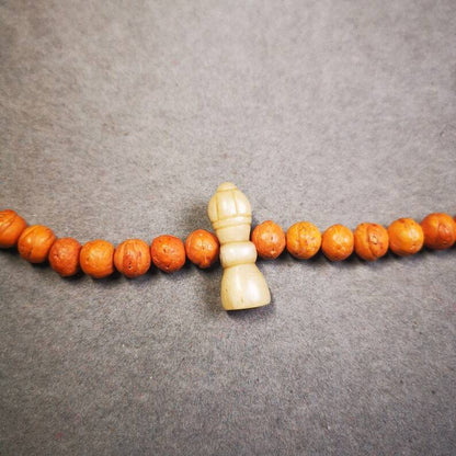 Yak Bone Carved Vajra Bell Amulet Pendant,Spacer Bead for Mala