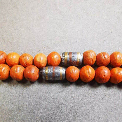 Mala Spacer Bead,Cold Iron Stripe Marker Beads for Prayer Beads Necklace - Tibetan Buddhist mala beads, detailed view