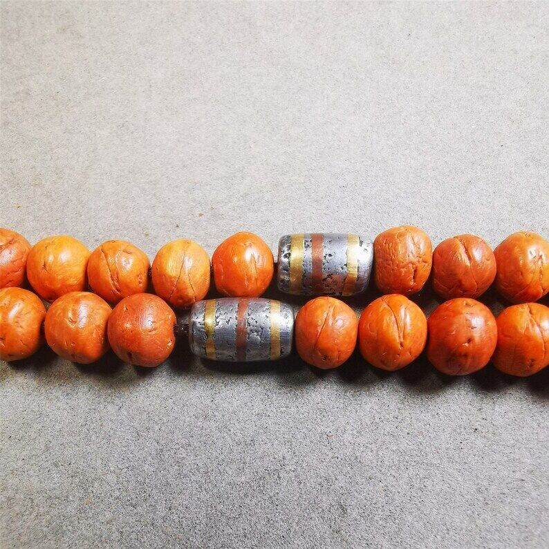 Mala Spacer Bead,Cold Iron Stripe Marker Beads for Prayer Beads Necklace - Tibetan Buddhist mala beads, detailed view