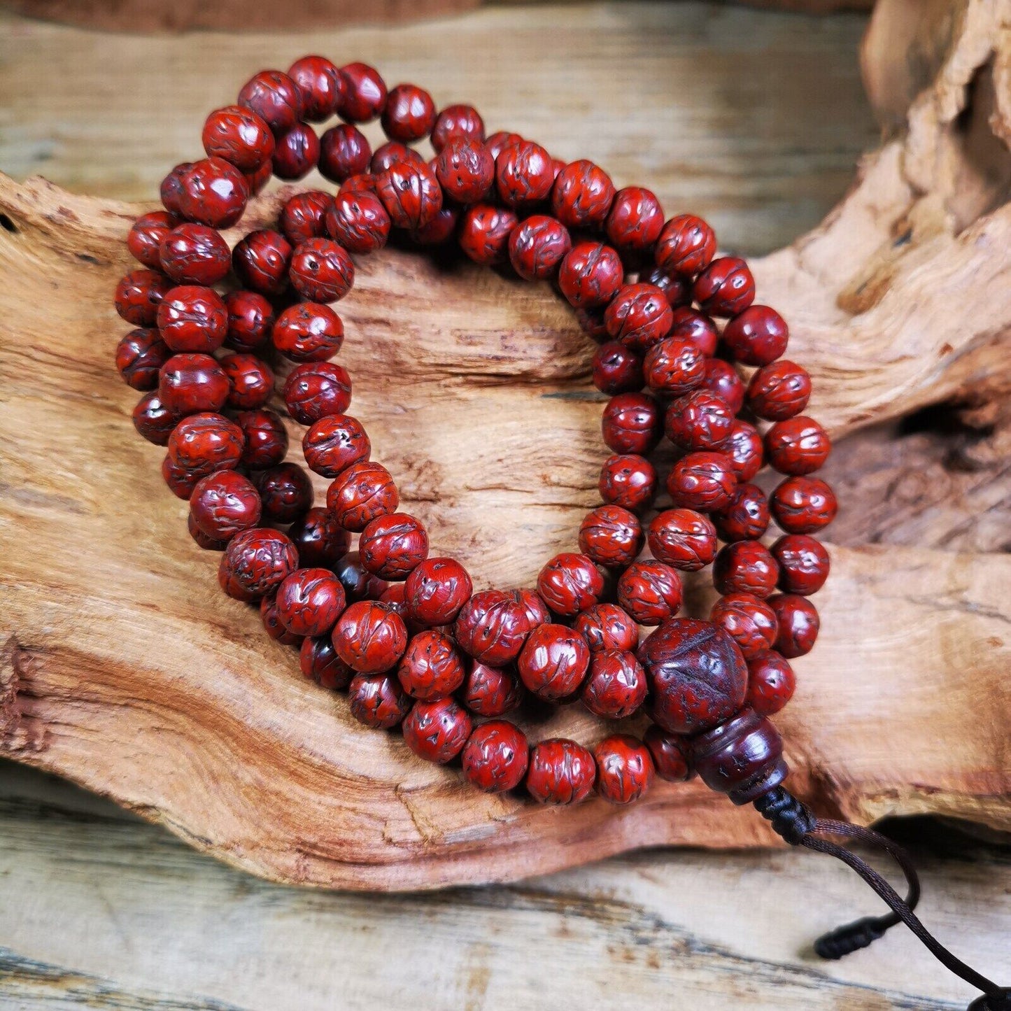 Old 108 Bodhi Beads Mala,8.5mm Prayer Beads Necklace, 84cm Long