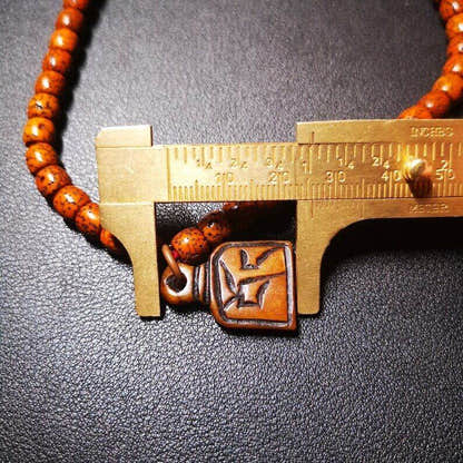 Yak Bone Carved Letter Prayer Bead Pendant - Tibetan Buddhist art, view 6