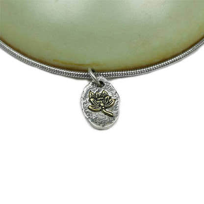 Lucky Charm, Unique Buddhism Lotus,Silver Pendant Amulet - Tibetan Buddhist amulet, close-up detail