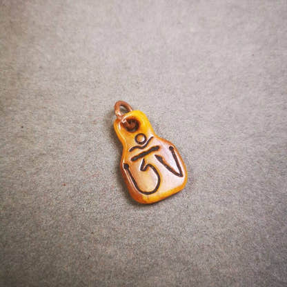 Yak Bone Carved Prayer Bead Pendant 0.98" - Tibetan Buddhist art, view 7