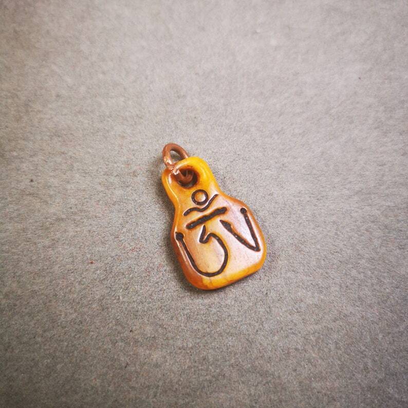 Yak Bone Carved Prayer Bead Pendant 0.98"×0.63"