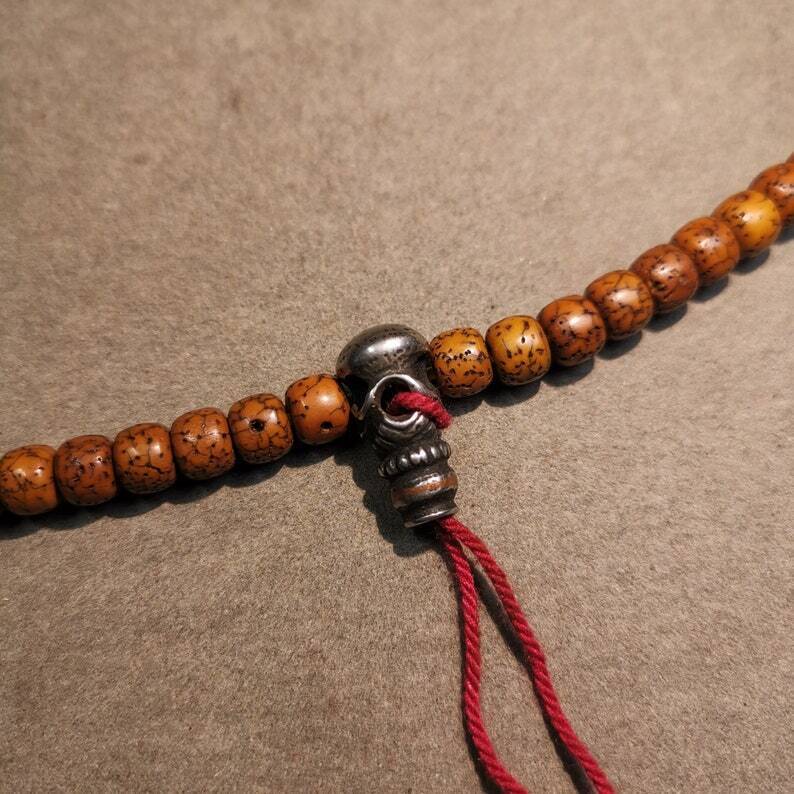 Gandhanra Tibetan Mala Guru Bead, T-drilled 3-Hole Connector Bead for Prayer Bead,0.87"