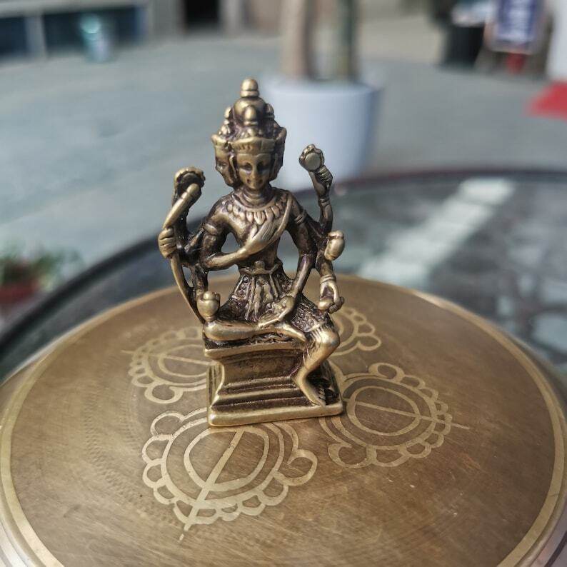 Brahma Statue,Made of Brass - Tibetan Buddhist statue, size reference