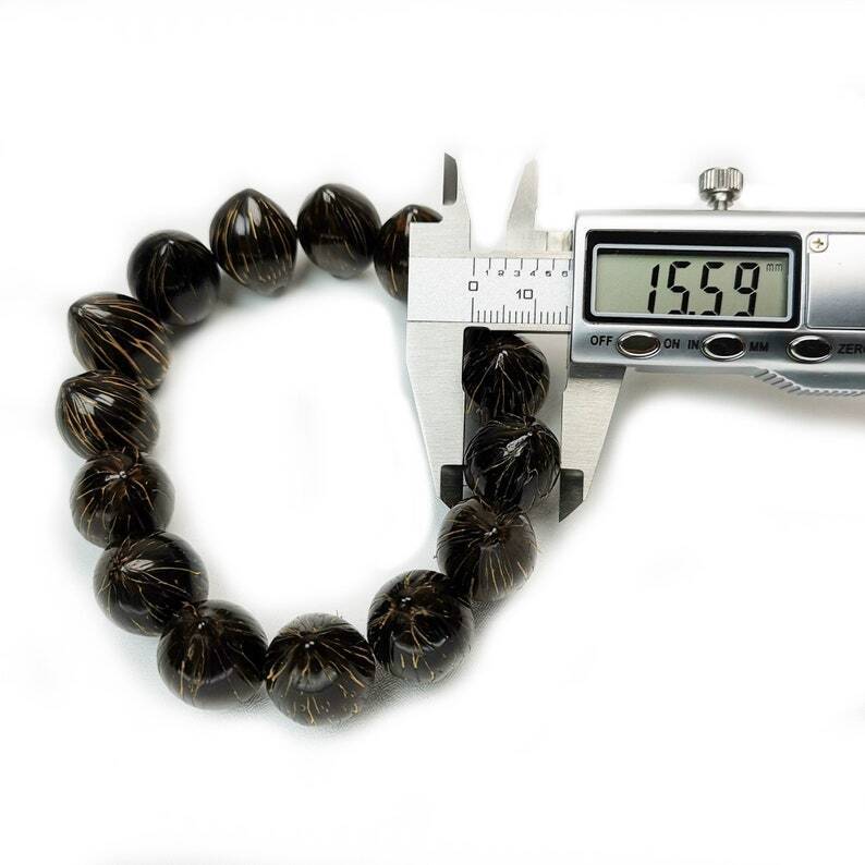 Tibetan Wrist Mala,Lucky Rat Beads,Plam Seed Bead Bracelet Prayer Bead,9" Length - Tibetan Buddhist mala beads, view 9