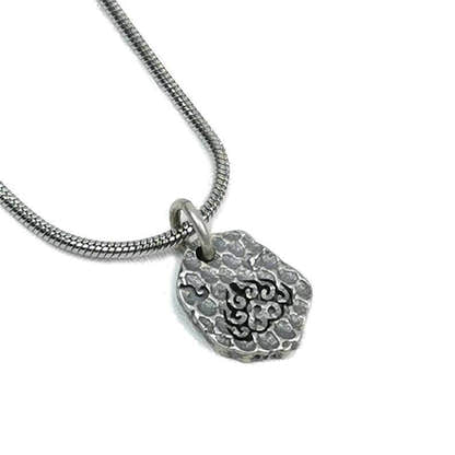 Tibetan Lucky Charm, Unique Buddhism Flame,Silver Pendant Amulet - Tibetan Buddhist amulet, detailed view