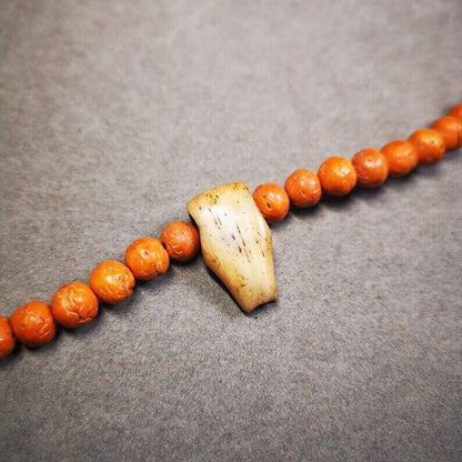 Gandhanra Bone Carved Mala Accessories,Guru Bead, T-drilled 3-Hole Bead for Prayer Bead