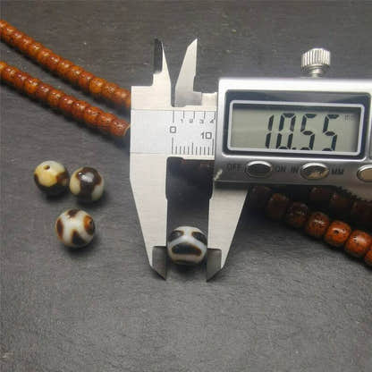Tibetan Round Dzi Bead,Spacer Marker Beads for Mala,Necklace,0.47" - Tibetan Buddhist mala beads, view 8