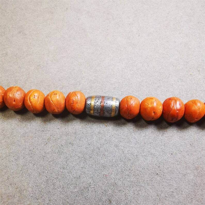 Mala Spacer Bead,Cold Iron Stripe Marker Beads for Prayer Beads Necklace - Tibetan Buddhist mala beads, view 4