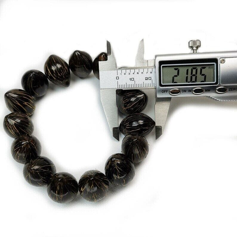 Tibetan Wrist Mala,Lucky Rat Beads,Plam Seed Bead Bracelet Prayer Bead,9" Length - Tibetan Buddhist mala beads, size reference