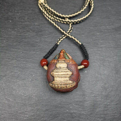 Stupa Tsa Tsa Amulet, Scorpion Guru of Padmasambhava, Scorpion Terma Pendant - Tibetan Buddhist amulet, front view