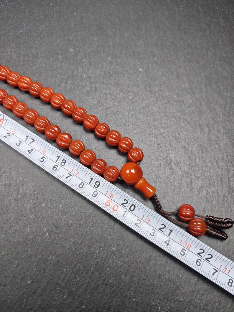 10mm Pure Agate Pumpkin Necklace Mala: 108 Prayer Beads Tibetan Rosary - 50cm stretched