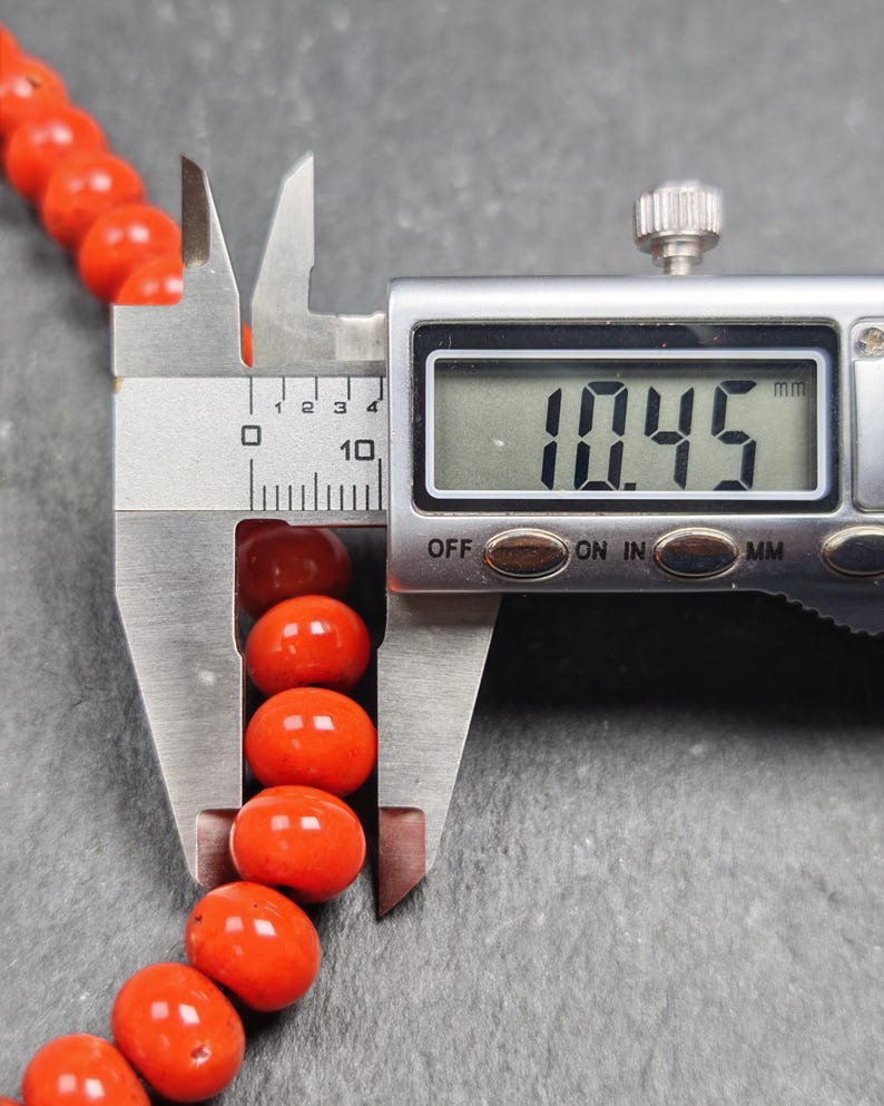 10mm Red Bamboo Coral Necklace Mala: 108 Prayer Beads Tibetan Rosary - 42cm stretched