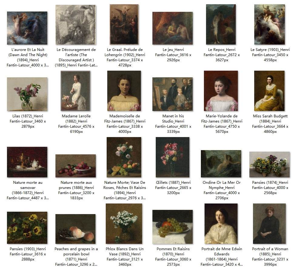 87 Painting Images by Henri Fantin-Latour French, 1836-1904 - Tibetan Buddhist thangka, detailed view
