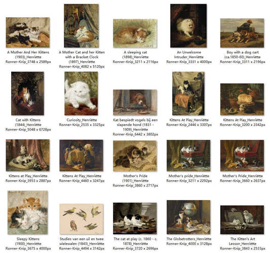 32 Painting Images by Henriëtte Ronner-Knip Dutch, 1821 – 1909 - Tibetan Buddhist thangka, front view
